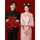 LNGA LANDGRE Pink Cheongsam Toast Wear Bridal Engagement Dress Skirt Women New Chinese Suit Can Wear Temperament Three Quarter Sleeves Pink M2505 XL