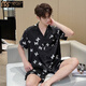 Modal haut de gamme Pyjama MODAL PAJAMAS Été Shorts à manches courtes à manches courtes et fines vêtements de maison de grande taille Men d'été 3899 Gris noir L (poids 100 à 139)