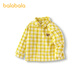 Balabala baby shirt boys long sleeve 2025 new plaid coat autumn super soft velvet thickened skin-friendly and comfortable yellow tone 00433 110