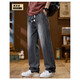 凡客诚品2025新款星空纹抽绳拖地裤子男款美式牛仔裤男士宽松直筒休闲长裤 9854黑灰色 M