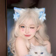 XPEL cat ear hairband female Lolita headdress sweet girl hairpin cos comic exhibition Lolita hairband maid hair accessories animal ears blue hairband + cat ear hairpin