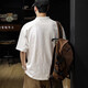 Kurzärärmelte Polo-Shirt Herren-amerikanischer Klassiker Retro Sommer Bambus Joint Cotton Lose Henry Neck Herren T-Shirt Herren Top NB319 White L Empfohlen 120-140jin [Jin ist 0,5 kg]