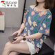 Woodpecker 2025 summer suit plus pure cotton short-sleeved T-shirt for women covering their belly loose and slim casual and versatile top for women 6629 gray 2XL [145-160Jin [Jin equals 0.5 kg] left]