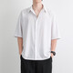 Short-sleeved shirt men's 2025 summer ice silk black casual shirt loose draping spring new business top white 3XL recommendation [165-175Jin[Jin equals 0.5 kg]]