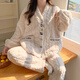 Su Naixue pregnant women's pajamas autumn and winter confinement suits in winter postpartum thickened coral velvet November breastfeeding and feeding home clothes for women Jacquard velvet 9923# pocket bow L [Suggested 90-120Jin [Jin equals 0.5 kg]]