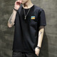 
RVFAN men's short-sleeved T-shirt in summer solid color youth fashion loose round neck pullover casual versatile base shirt large size T733 gray XL