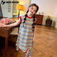 
Little pig Banner girl summer striped retro vest skirt new baby children versatile T-shirt dress loose flower strip skirt 140 recommended height 130-140cm