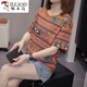 Woodpecker Plus Taille Vêtements pour femmes 2025 T-shirt à manches courtes en coton pur pour femmes pour femmes Fat MM Couvrage du ventre à la mode et polyvalent pour femmes 9928 Gray M [environ 80-95]