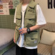 
Working vest for men and women in summer thin multi-pocket vest sleeveless vest for men and women in summer versatile functional style and jacket trend National trend-M2013 [Green] 3XL
