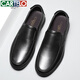 Cartelo Lederschuhe für Herrenkopfschicht Cowhide Weiche Sohle bequem einen Fuß zum Pedal Business Casual Dad Herrenschuhe 6931 Schwarz 42