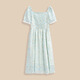IEF/aiyifu Kleid 2025 Sommer Neues französisches französische kleine Frau Temperament Blumenkleid weiße blaue Blume S
