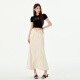 
Rice mirror apricot color high waist denim skirt women's spring and summer niche design slim fish tail skirt mid-length skirt 1047 apricot color M