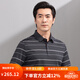 红都夏季新款男士短袖T恤商务休闲翻领簿款条纹微弹中年半袖t恤衫 灰色TA9226-1 M (170/88A)