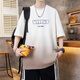 QLTQZQ Trendy kurzärmeliges T-Shirt für Jungen, Schüler der Junior High School, runde Hals weiße halbe Ärmeln Teenager Sommerkleidung Top 7027 Weiß (einzelnes kurzärmeliges) Qualitäts-Upgrade M 80-95 Jin [Jin gleich 0,5 kg]