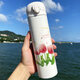 Chengliu Tulip Stick Isolierung Tasse Literarischer kreativer einfacher Wasserbecher Sentimentales Mädchen Trinkbecher mit Stroh 316 Material 500 ml Strohhalm WT3291 Tulpe