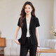 
JPHZNB Summer Property Front Desk Reception Clothing Black Short Sleeve Suit Set Working Thin Style Professional Outfit A9928 One-button Black Suit S