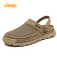Summer sandals men's new style breathable mesh anti-odorant hole shoes two-wear non-slip casual sports beach shoes sand color YT-P750M14697 [Wide feet, fat feet, one size larger] 3 42