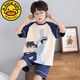 G.DUCKKIDS儿童睡衣男童夏季2025新款男孩纯棉短袖卡通中大童家居服全棉套装 【棉】NT-693 165 S码 身高143-153厘米65-85斤
