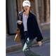 DME (DME) Walks tenue Autumn City Roaming Stand Colder Sweet Spillet Rubber Texture Texture Contrôle de style sweat-shirt pour femmes Navy Blue S