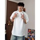 POUM Kurzärärmiges T-Shirt für Männer Sommer Neue amerikanische trendige Spleißen gestreiftes Design Casual halbärmelige Basis CQS-1421 White XL