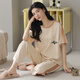 Yishanyou pajamas women's summer pure cotton short-sleeved trousers thin cotton summer women's home wear set spring and autumn YZT9716 short-sleeved trousers M 80-100Jin Jin equals 0.5 kg