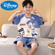 Disney Children's Pyjamas Summer Nouveau garçons à manches courtes Coton Coton Coton mince garçon de taille moyenne Costume à domicile climatisé pour enfants K double 6630 # Cat domestique bleu jaune 170 taille 10 Hauteur recommandée [100-110cm]