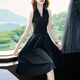 Tissu de baicao [3884 personnes collectent] la jupe à suspense 2025 Fairy Fairy Fery Mm Slim et grande robe rouge, Black à manches courtes + Suspenders Red S [Recommandé 80-90 Jin [Jin est égal à 0,5 kg] usure]