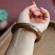 Bref Hetian Jade Bracelet Xinjiang Qiemo Sugar Jade à bande large ping un bracelet Bracelet pour le bracelet Jade Brown Sugar Lamb Fat Maillard Certificat [Non. 16790] 59 mm bouche annulaire