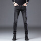 
Jinba brand men's summer thin black jeans men's slim feet Korean version high-end elastic casual high-end trousers 1048-Black 38