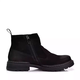 Qile leather clark men's shoes winter non-slip men's short boots high top cotton shoes warm wool side zipper Martin boots black 39