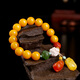 ADRIUS luxury high-end beeswax bracelet for women, yellow single circle DIY bracelet, amber small Pixiu beads 11mm, beeswax beads about 11mm, 13 pieces