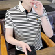 Pierre cardin high-end striped polo shirt men's t-shirt lapel cotton short-sleeved summer new casual trend ice silk t-shirt 983 white stripes [high quality] M 85-100Jin [Jin equals 0.5 kg]