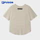 
FILA FUSION women's knitted short-sleeved shirt 2025 autumn new fashionable casual tight T-shirt wheat flour grey-GY M 165/84A/M