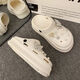 Songmaidou cute butterfly hole shoes for women 2025 summer thick-soled internet celebrity s s-strike feels fashionable Baotou sandals women's shoes milky white 9905 crystal butterfly 35/37 size suitable - wear 36