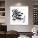 Qiao painted Wu Guanzhong Yingri lotus new Chinese style ink simple Chinese painting corridor bedroom living room entrance hall painting restaurant decoration painting 4 lotus 120*120cm hand-painted oil painting + aluminum alloy frame