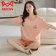 
Catman (MiiOW) pajamas for women pure cotton summer short-sleeved shorts pullover thin style for wear comfort and casual home clothing suit Z9855 main picture model M [recommended to wear 80-100 Jin [Jin equals 0.5 kg]]