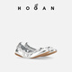 HOGAN【TC】女鞋H684系列牛仔布褶皱芭蕾舞鞋 银色 37
