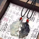 New Chinese style fish transformed into dragon and double fish exquisite school bag, safe ancient style ink necklace, male and female couple best friend pendant, ink fish pendant - black + white - 1 pair