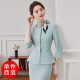 New blue quarter-sleeved small suit jacket for women beauty salon jewelry store two-piece professional suit green suit + skirt (JY6210) 2XL