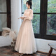 Chuangjing Yixuan winter adult ceremony dress champagne color evening dress female birthday party temperament light luxury niche high-end vocal music test champagne color_SN00503 M