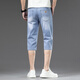 Jiumu Wang Tiansi Denim pantalones pantalones de verano para hombres 2025 Nuevos hombres siete y media en la mitad de la parte de hielo de hielo pantalones delgados 753 Seda de hielo Negro Negro Seda 753 Ice Seda Negra Negra Seda 28 28