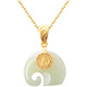 Youshu sterling silver Hetian white elephant pendant for women new Chinese style national style gold inlaid elephant stone clavicle chain necklace for women single pendant
