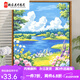 曼朗莫奈花园数字油画diy填充填色手工丙烯涂色成人解闷宫崎骏风景画 XH13791 50*65相框(颜色可选)+画笔颜料