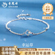 Laofengxiang Clover PT950 Platinum Bracelet Women's Platinum Double Ring Four-leaf Valentine's Day Gift for Girlfriend and Wife Clover Platinum Bracelet About 3.2g