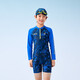 Asics/ASICS Children's 25th Summer New UPF50+ Sunscreen Elastic Antibacterial Swimsuit Cap One-piece Set 5003 Navy Blue 140