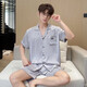 莫代尔高端新款男式睡衣夏季短袖短裤冰丝薄款凉感家居服大码套装夏天男 3899松绿 L (体重100到139)