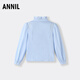 Annai children's clothing girls stand collar long-sleeved top 2025 autumn new style ocean blue 170