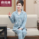 俞兆林夹层棉睡衣女中年妈妈纯棉长袖中老年家居服春秋冬季加厚保暖套装 LH3887 L 建议体重100-120斤