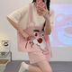 Opeodly夏季睡衣女薄款学生甜美短袖短裤两件套夏天宽松可外穿休闲家居服 684背带熊 XL 【建议112-125斤】