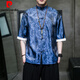 
Pierre cardin ice silk Tang suit Chinese style summer thin short-sleeved shirt men's retro loose Hanfu large-size five-point sleeve shirt A686 yellow 4XL 180-200Jin [Jin equals 0.5 kg]